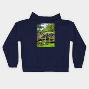 Spring Garden With Wisteria Kids Hoodie